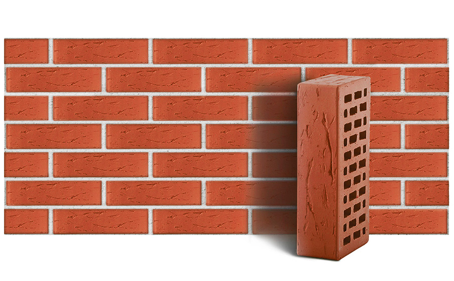 Кирпич ЛСР пустотелый темно-красный рустик М175 250*120*65 мм